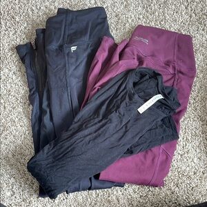 Fabletics Black and Purple Leggings & tank top
